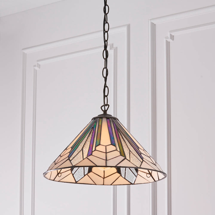 Endon 63937 - Pakaramā lustra ar ķēdi Tiffany ASTORIA 1xE27/60W/230V Ø 40 cm