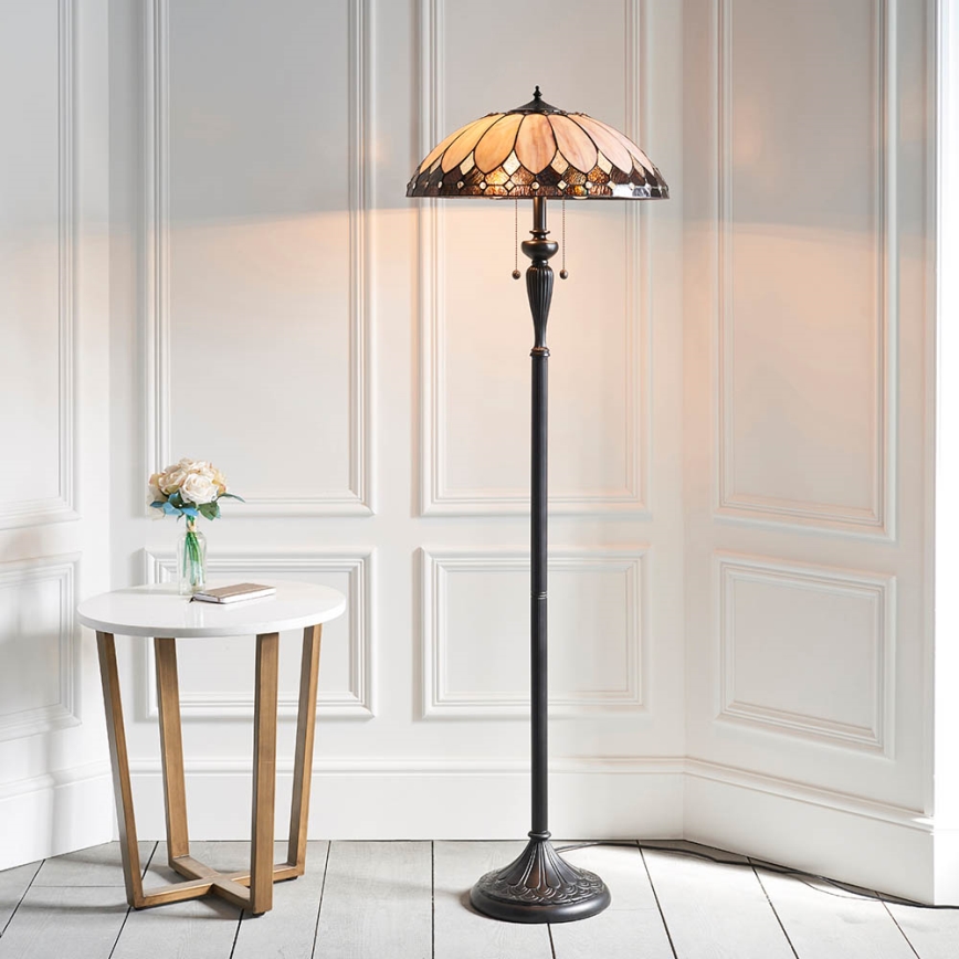 Endon 63972 - Grīdas lampa Tiffany BROOKLYN 2xE27/60W/230V Ø 50 cm