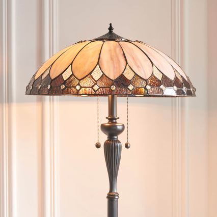 Endon 63972 - Grīdas lampa Tiffany BROOKLYN 2xE27/60W/230V Ø 50 cm