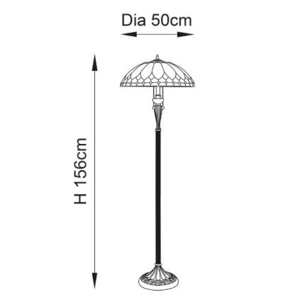 Endon 63972 - Grīdas lampa Tiffany BROOKLYN 2xE27/60W/230V Ø 50 cm