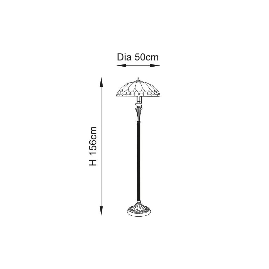 Endon 63972 - Grīdas lampa Tiffany BROOKLYN 2xE27/60W/230V Ø 50 cm