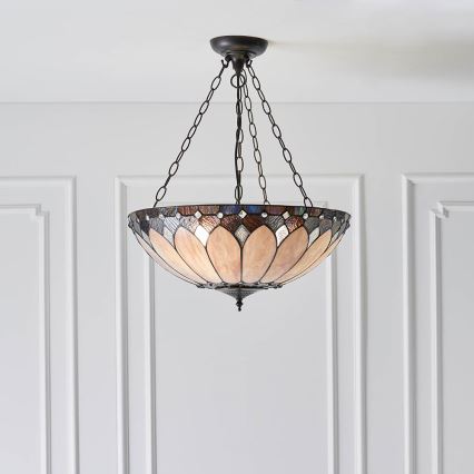 Endon 63976 - Lustra ar ķēdi Tiffany BROOKLYN 3xE27/60W/230V Ø 50 cm