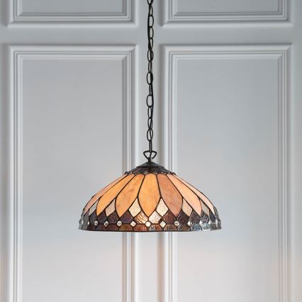 Endon 63977 - Lustra ar ķēdi Tiffany BROOKLYN 1xE27/60W/230V Ø 40 cm