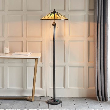 Endon 64041 - Grīdas lampa Tiffany DARK STAR 2xE27/60W/230V Ø 49 cm