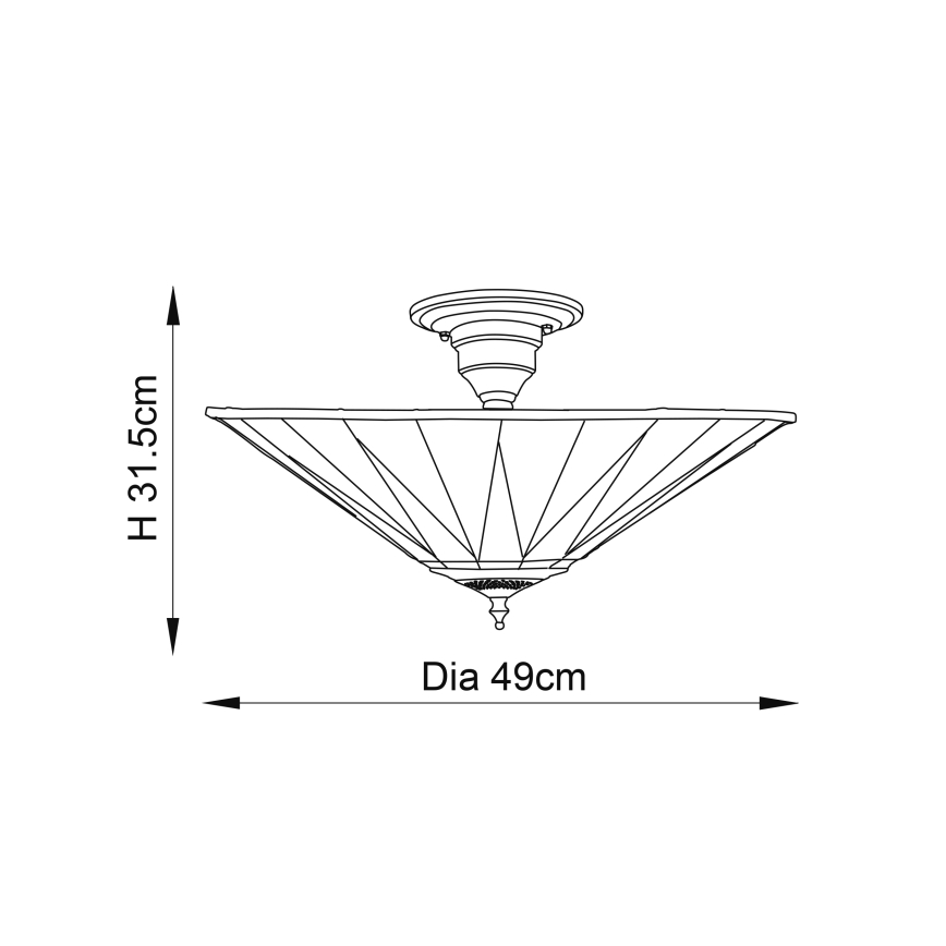 Endon 64043 - virsmas piestiprināma griestu lampa Tiffany DARK STAR 3xE27/60W/230V, Ø 49 cm