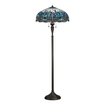 Endon 64069 - Grīdas lampa Tiffany DRAGONFLY 2xE27/60W/230V Ø 50 cm