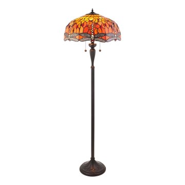 Endon 64070 - Grīdas lampa Tiffany DRAGONFLY 2xE27/60W/230V Ø 50 cm