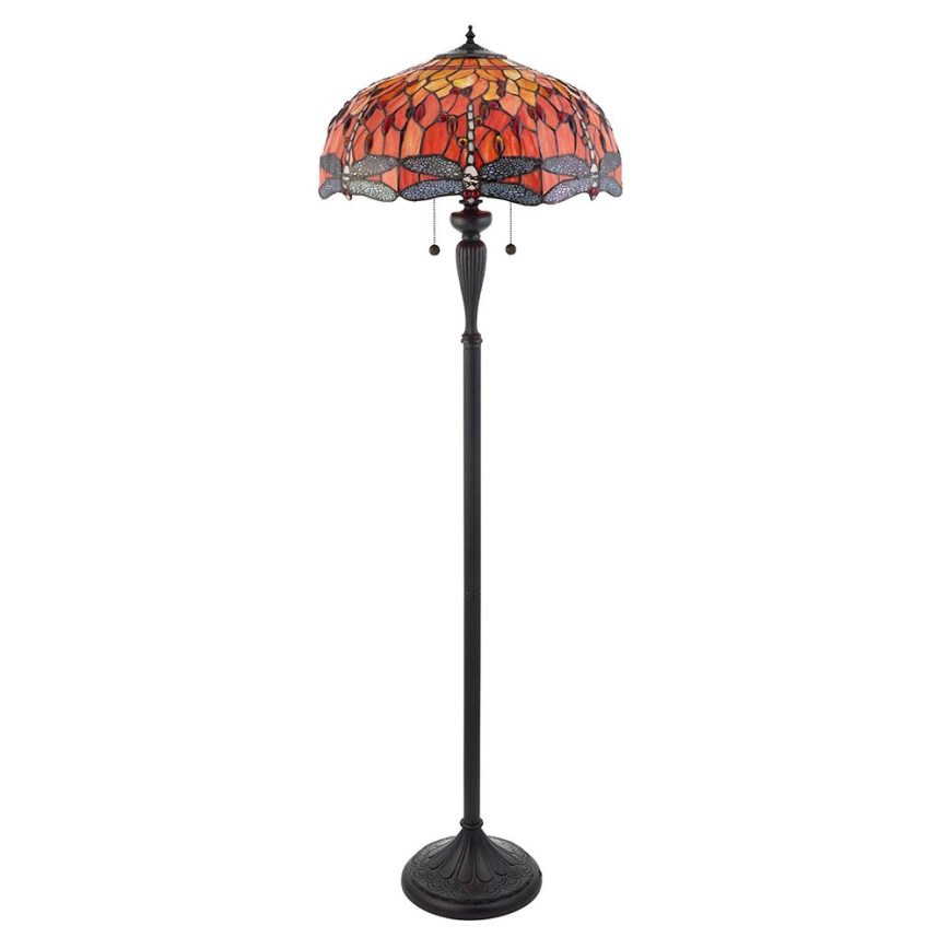 Endon 64070 - Grīdas lampa Tiffany DRAGONFLY 2xE27/60W/230V Ø 50 cm