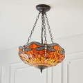 Endon 64076 - Lustra ar ķēdi Tiffany DRAGONFLY 3xE27/60W/230V Ø 41 cm