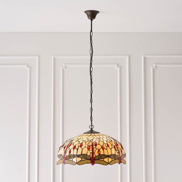 Endon 64079 - Ķēdē karājoša lustra Tiffany DRAGONFLY 3xE27/60W/230V diametrs 50 cm