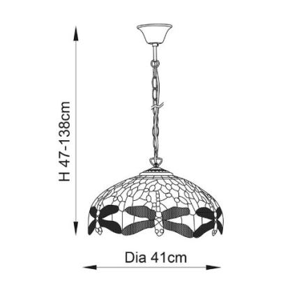 Endon 64080 - Lustra ar ķēdi DRAGONFLY 3x E27/60W/230V Ø 41 cm