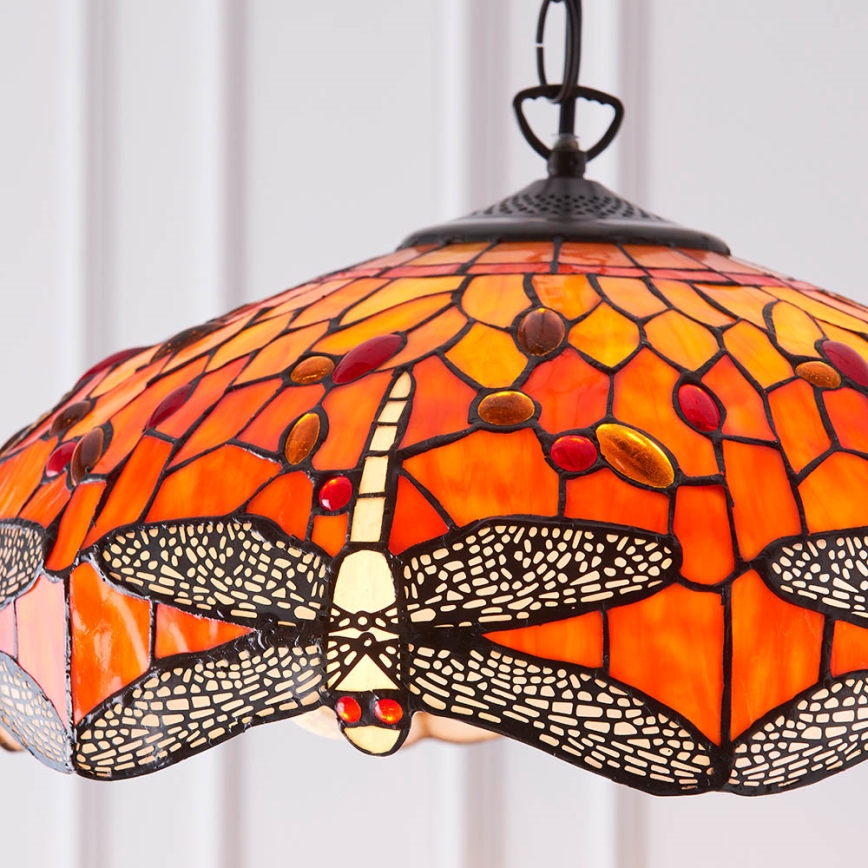 Endon 64081 - Pakaramā lustra ar ķēdi Tiffany DRAGONFLY, 3xE27/60W/230V, Ø 41 cm