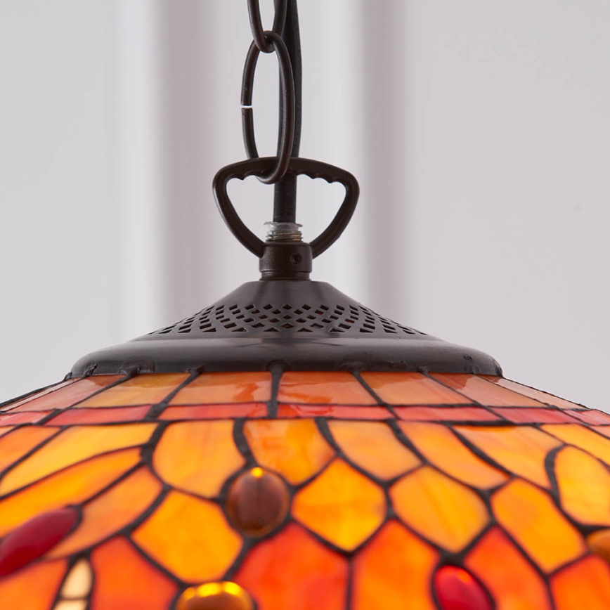Endon 64081 - Pakaramā lustra ar ķēdi Tiffany DRAGONFLY, 3xE27/60W/230V, Ø 41 cm