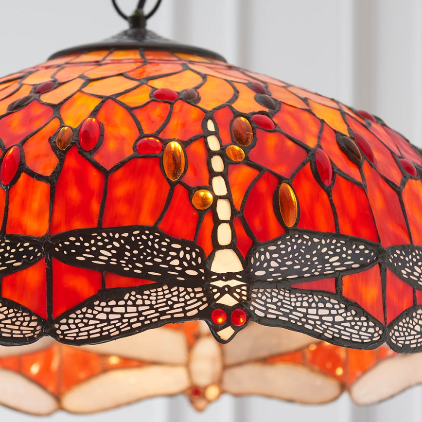 Endon 64082 - Lustra ar ķēdi Tiffany DRAGONFLY 3xE27/60W/230V Ø 50 cm