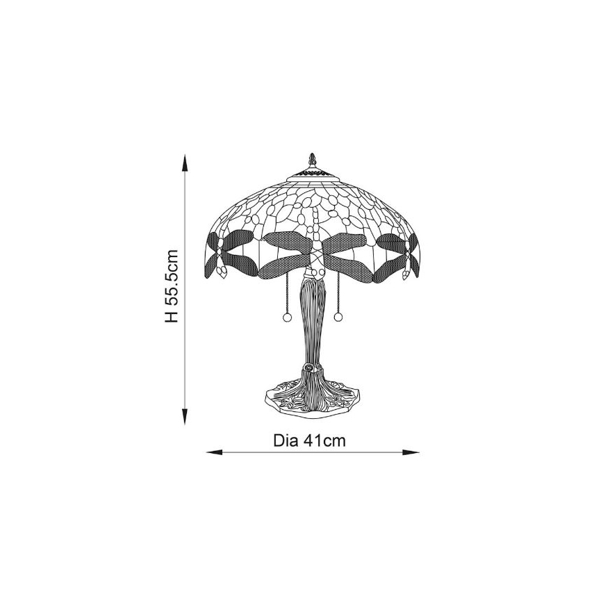 Endon 64085 - Galda lampa Tiffany DRAGONFLY 2xE27/60W/230V Ø 41 cm