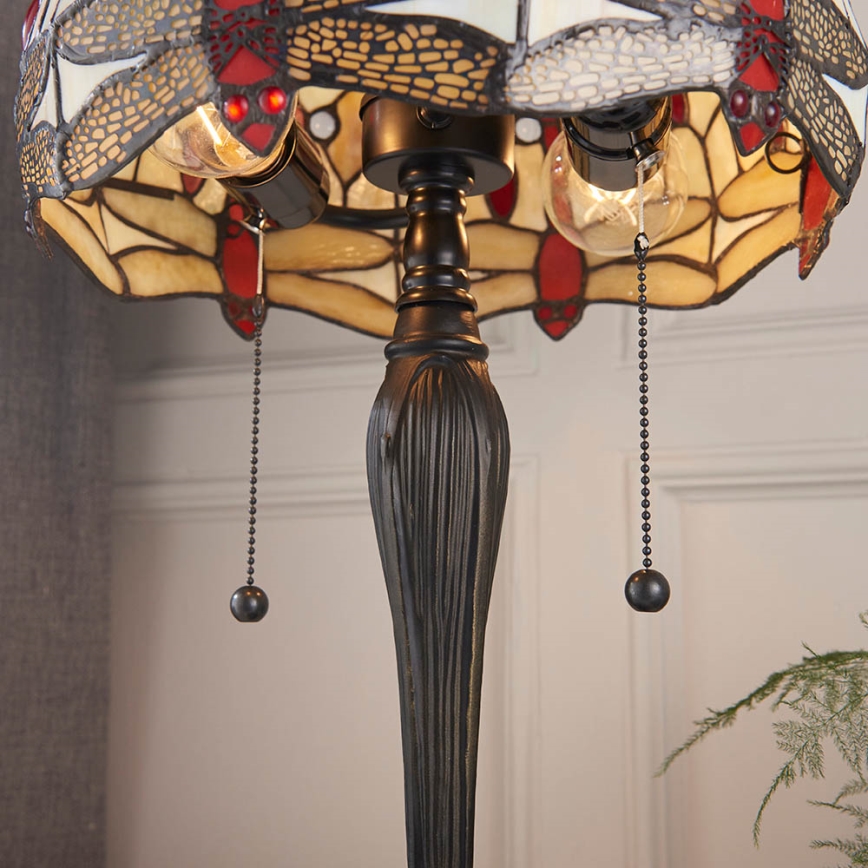 Endon 64086 - Galda lampa Tiffany DRAGONFLY 2xE27/60W/230V Ø 30 cm