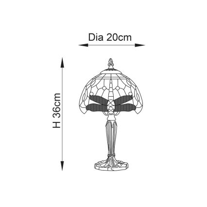 Endon 64088 - Galda lampa Tiffany DRAGONFLY 1xE14/40W/230V Ø 20 cm
