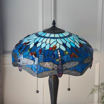 Endon 64089 - Galda lampa Tiffany DRAGONFLY 2xE27/60W/230V Ø 41 cm