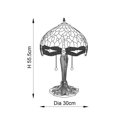 Endon 64090 - Galda lampa DRAGONFLY 2xE27/60W/230V Ø 30 cm