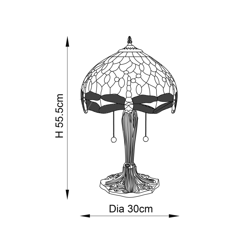 Endon 64090 - Galda lampa DRAGONFLY 2xE27/60W/230V Ø 30 cm