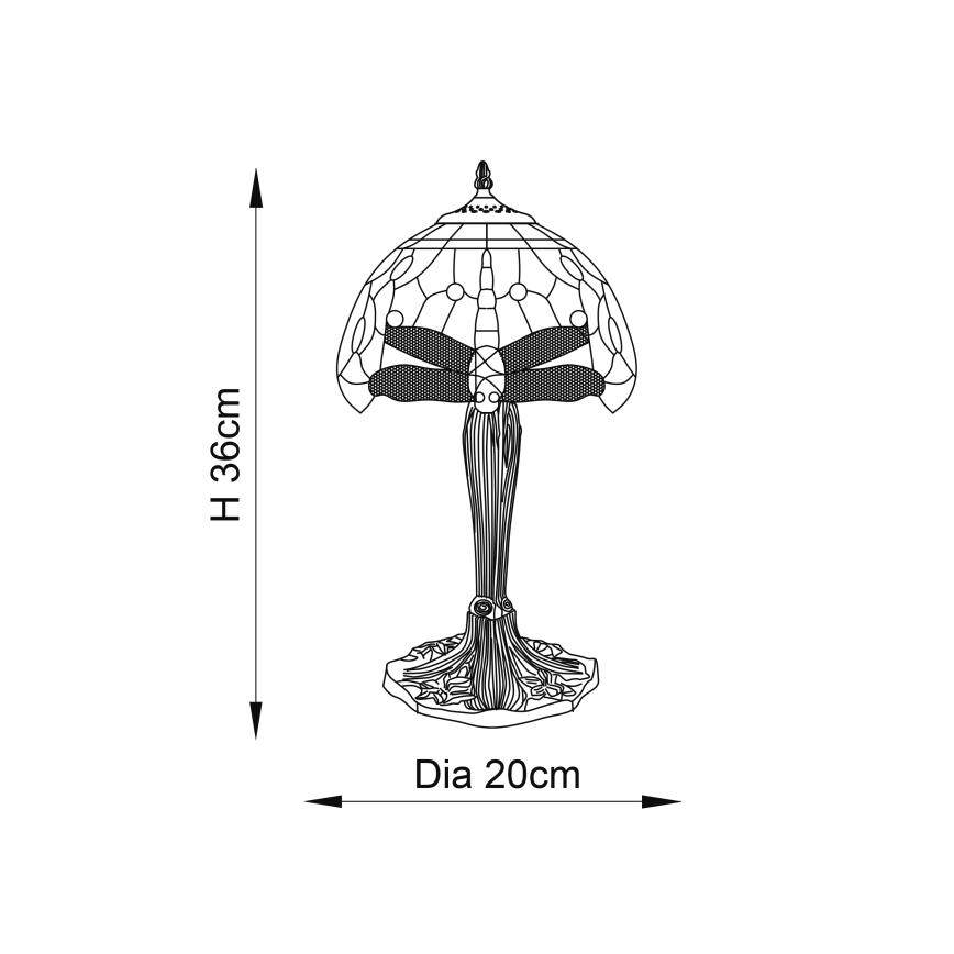Endon 64091 - Galda lampa Tiffany DRAGONFLY 1xE14/40W/230V Ø 20 cm