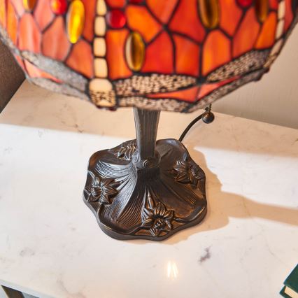 Endon 64092 - Galda lampa Tiffany DRAGONFLY 2xE27/60W/230V diam. 30 cm