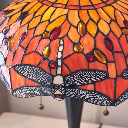 Endon 64093 - Galda lampa Tiffany DRAGONFLY 2xE27/60W/230V Ø 41 cm