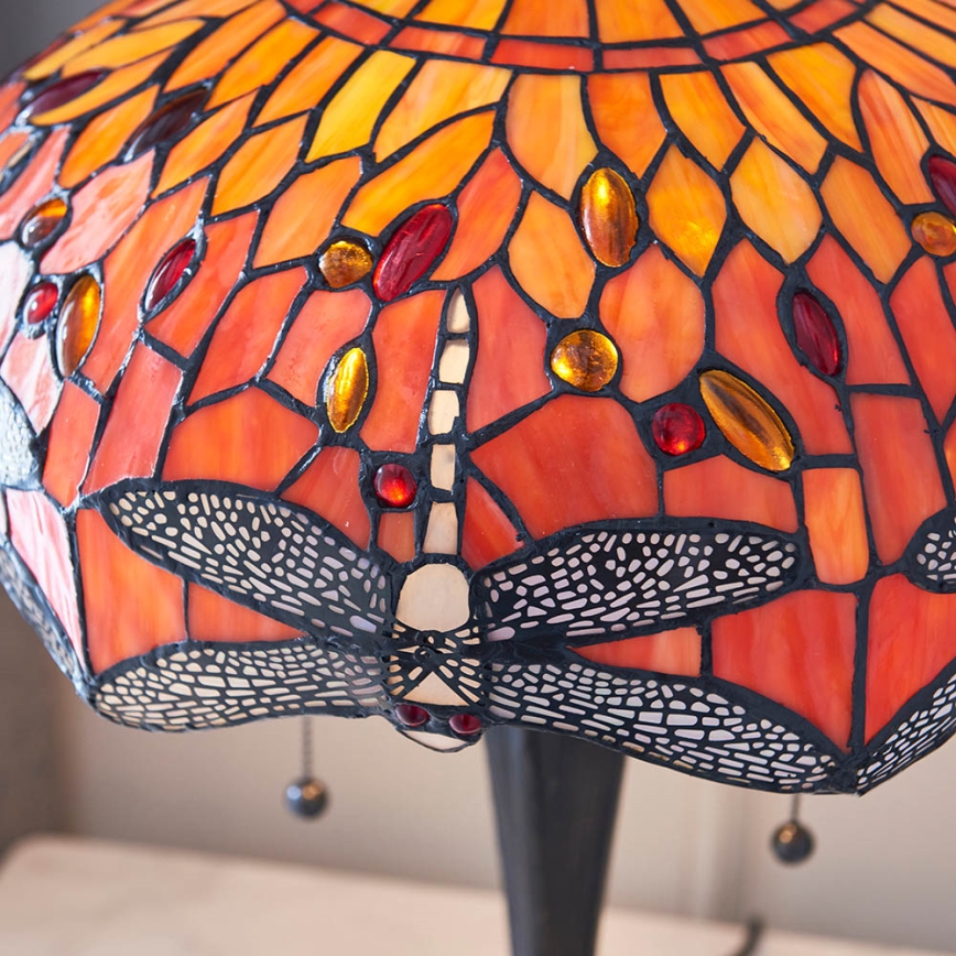 Endon 64093 - Galda lampa Tiffany DRAGONFLY 2xE27/60W/230V Ø 41 cm