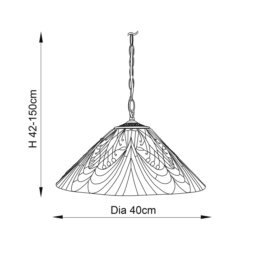 Endon 64162 - Lustra ar ķēdi HECTOR 1xE27/60W/230V d. 40 cm