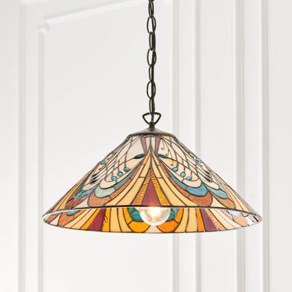 Endon 64162 - Lustra ar ķēdi Tiffany HECTOR 1x E27/60W/230V, diam. 40 cm