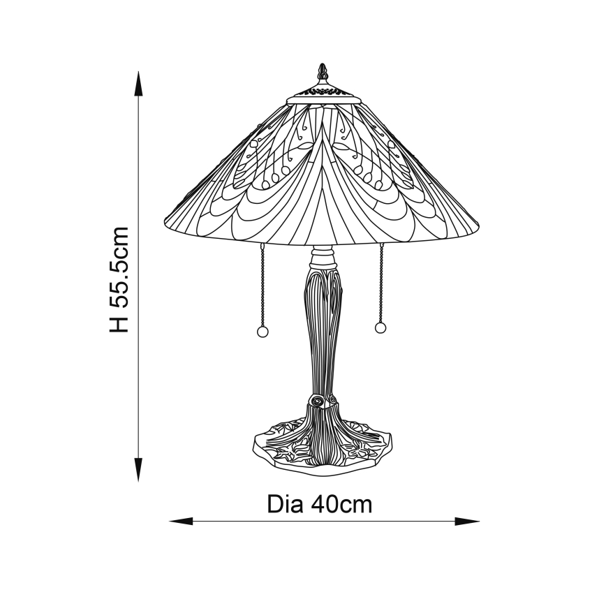 Endon 64163 - Galda lampa HECTOR 2xE27/60W/230V pr. 40 cm