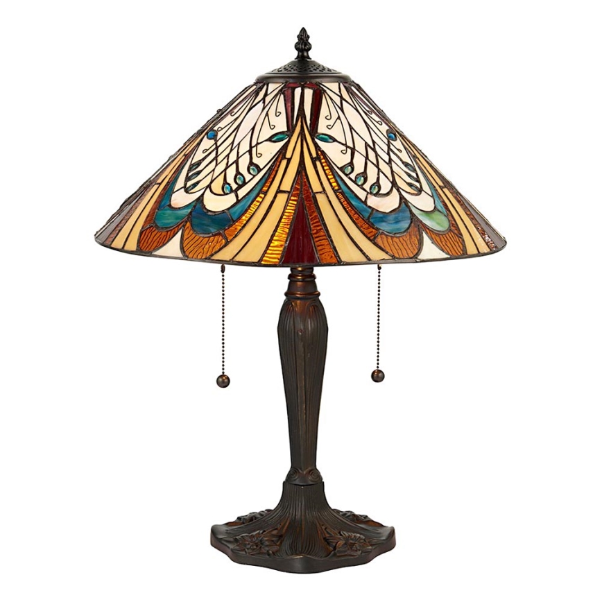 Endon 64163 - Galda lampa Tiffany HECTOR 2xE27/60W/230V Ø 40 cm