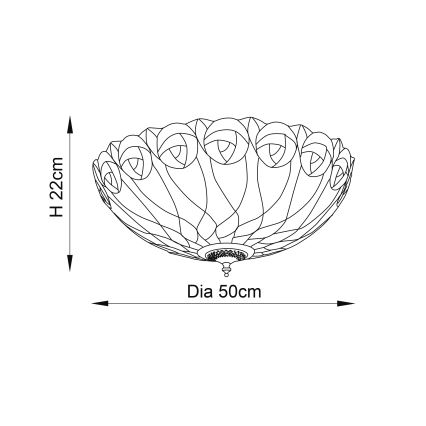 Endon 64173 - Tiffany HUTCHINSON griestu gaismeklis 2xE27/60W/230V Ø 50 cm