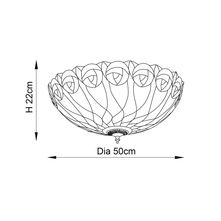 Endon 64173 - Tiffany HUTCHINSON griestu gaismeklis 2xE27/60W/230V Ø 50 cm