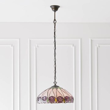 Endon 64176 - Tiffany HUTCHINSON pakaramā lustra uz ķēdes, 1xE27/60W/230V, Ø 40 cm