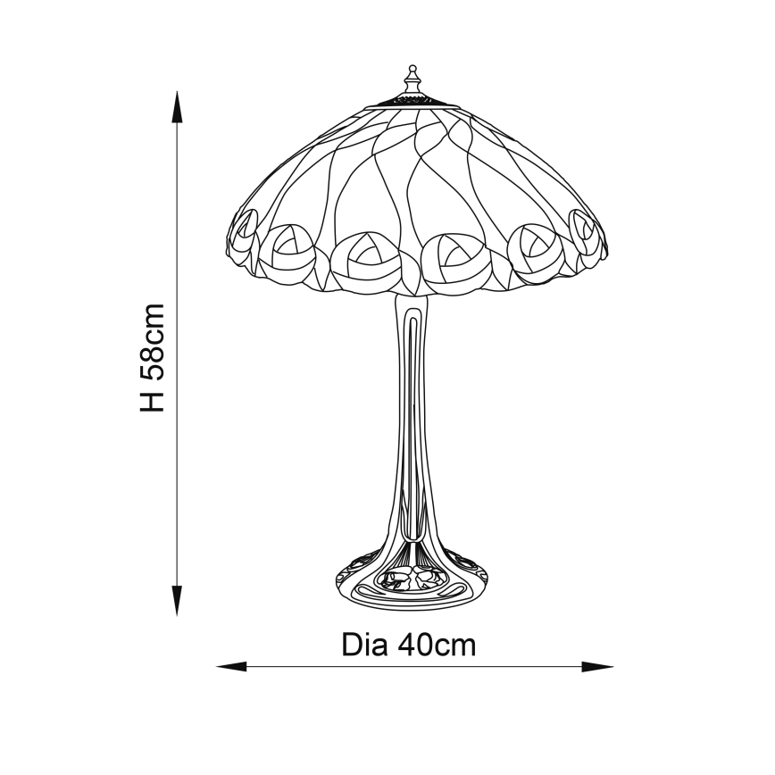 Endon 64177 - Galda lampa Tiffany HUTCHINSON, 1xE27/60W/230V, diametrs 40 cm