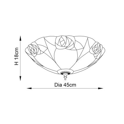 Endon 64182 - Tiffany INGRAM griestu lampa 2xE27/60W/230V Ø 45 cm