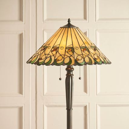 Endon 64192 - Grīdas lampa Tiffany JAMELIA 2xE27/60W/230V Ø 50 cm