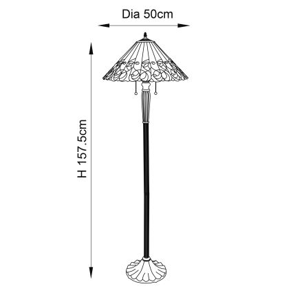 Endon 64192 - Grīdas lampa Tiffany JAMELIA 2xE27/60W/230V Ø 50 cm