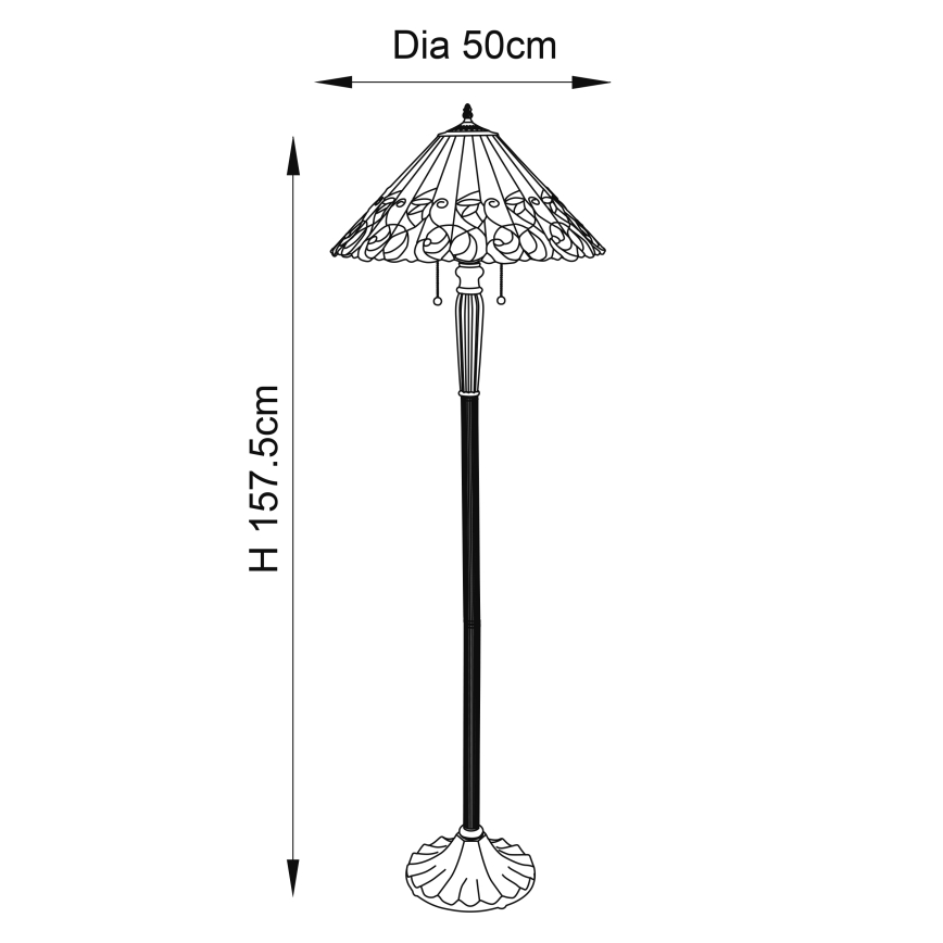 Endon 64192 - Grīdas lampa Tiffany JAMELIA 2xE27/60W/230V Ø 50 cm