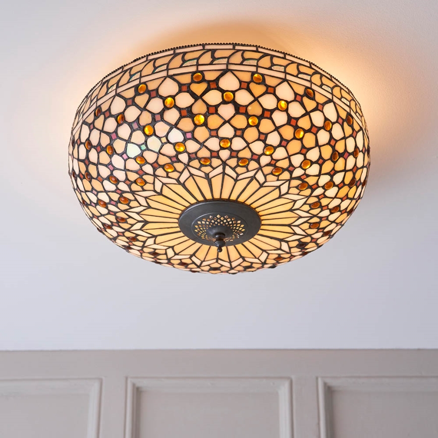 Endon 64276 - Tiffany griestu lampa MILLE FEUX, 2x E27/60W, 230V, Ø 45 cm