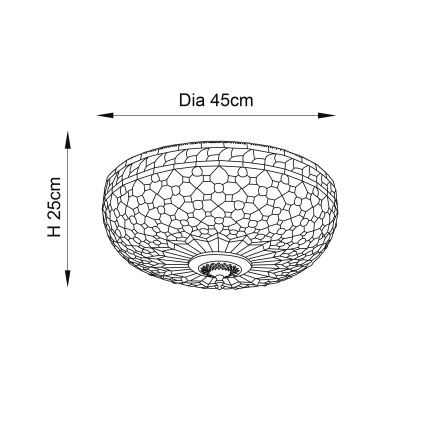 Endon 64276 - Tiffany griestu lampa MILLE FEUX, 2x E27/60W, 230V, Ø 45 cm