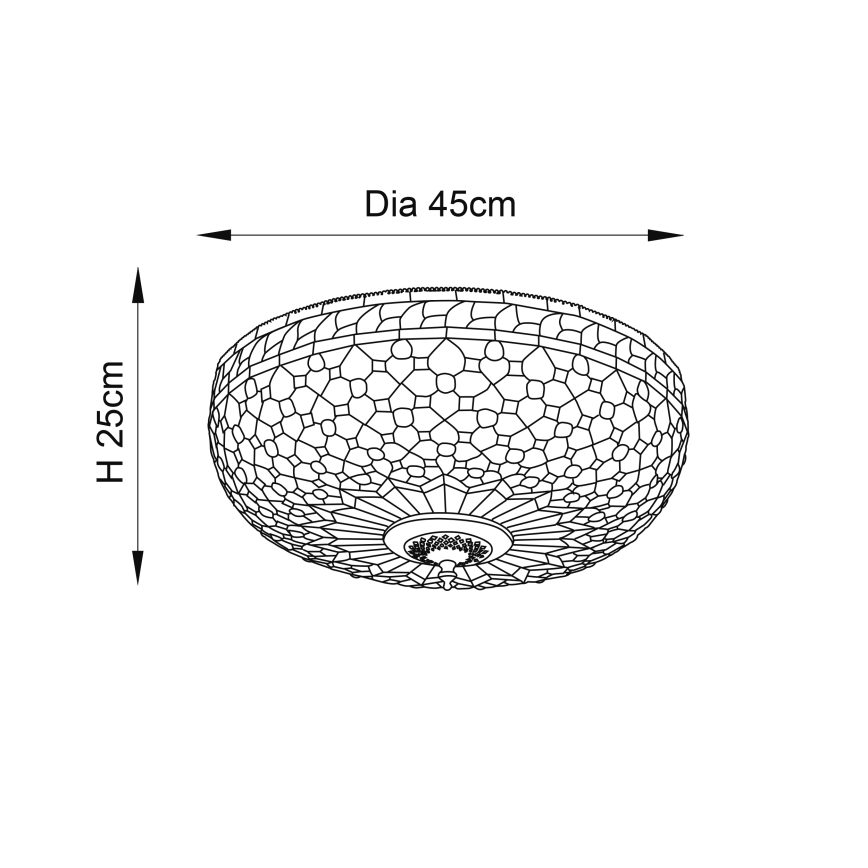 Endon 64276 - Tiffany griestu lampa MILLE FEUX, 2x E27/60W, 230V, Ø 45 cm