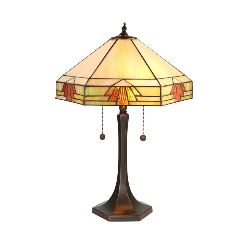 Endon 64286 - Galda lampa Tiffany NEVADA 2xE27/60W/230V diam. 40 cm