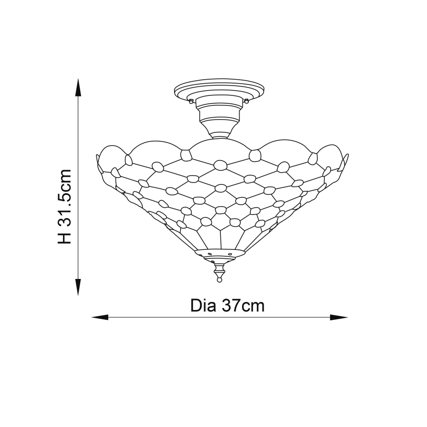 Endon 64300 - Piestiprināma griestu lustra Tiffany PEARL 3xE27/60W/230V Ø 37 cm