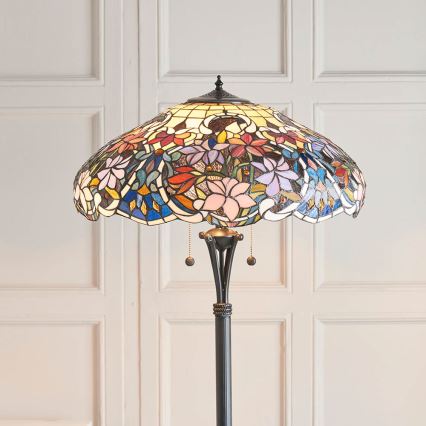 Endon 64323 - Grīdas lampa Tiffany SULLIVAN 2xE27/60W/230V Ø 56 cm