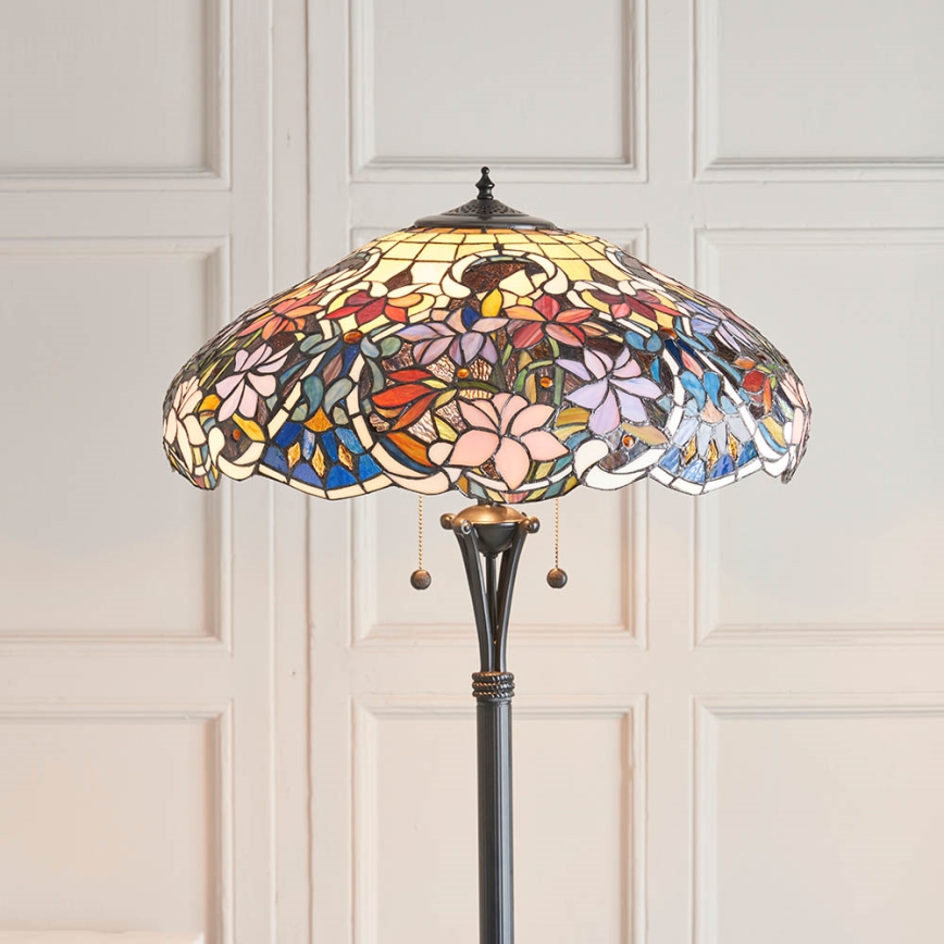 Endon 64323 - Grīdas lampa Tiffany SULLIVAN 2xE27/60W/230V Ø 56 cm