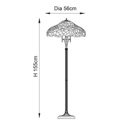 Endon 64323 - Grīdas lampa Tiffany SULLIVAN 2xE27/60W/230V Ø 56 cm