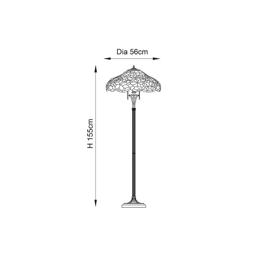 Endon 64323 - Grīdas lampa Tiffany SULLIVAN 2xE27/60W/230V Ø 56 cm