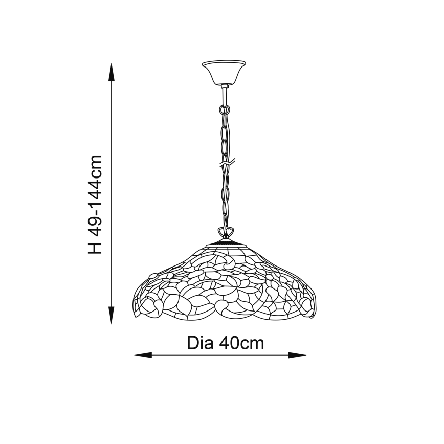 Endon 64325 - Pakaramā lustra uz ķēdes SULLIVAN 1xE27/60W/230V pr. 40 cm